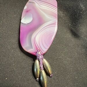 Purple Agate Pendant with Beads